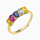 Golden Colourful Stones Ring