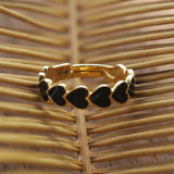 Golden Plated Black Heart's Ring