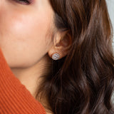 Rose Gold And Silver Circle Zircon Earrings