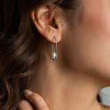 Sterling Silver Cuboid Pearl Earrings