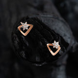 Golden Triangular Flower Earrings