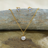 Golden Solitaire Jewelry Set