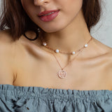 Rose Gold Heartbeat & Pearl Necklace