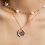Rose Gold Heartbeat & Pearl Necklace