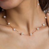Rose Gold Hanging Pearl Jewelry Set
