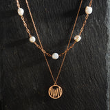 Rose Gold Heartbeat & Pearl Necklace