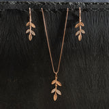 Rose Gold Faith Leaves Jewelry Set