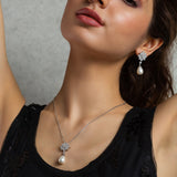 Silver Pearl Flower Jewelry set