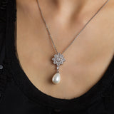 Silver Pearl Flower Jewelry set