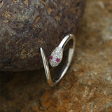 Silver Pink Eye Snake Ring