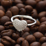 Silver Zircons Heart Ring