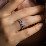 Silver Multi-Color Queen Ring