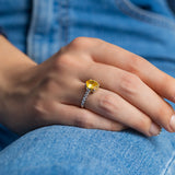 Sparkling Silver Yellow Gem Ring