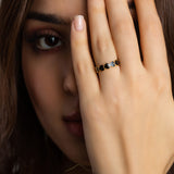 Golden Plated Black Heart's Ring