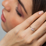 Silver Pink Eye Snake Ring