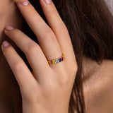 Golden Colourful Stones Ring