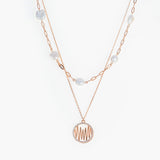 Rose Gold Heartbeat & Pearl Necklace