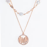 Rose Gold Heartbeat & Pearl Necklace