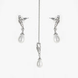 Silver Pearl Flower Jewelry set