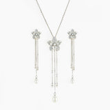 Silver Pearl Flower Jewelry