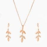 Rose Gold Faith Leaves Jewelry Set