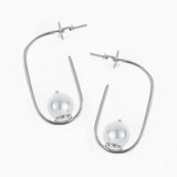 Sterling Silver Cuboid Pearl Earrings