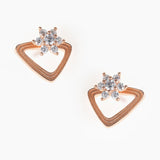 Golden Triangular Flower Earrings