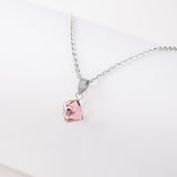 Silver Pink Stone Necklace