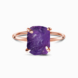 Rose Gold Raw Crystal Amethyst Ring