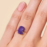 Rose Gold Raw Crystal Amethyst Ring
