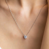 Silver Solitaire Heart Necklace